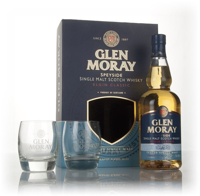 Glen Moray Peated Elgin Classic Gift Set with 2x Glasses