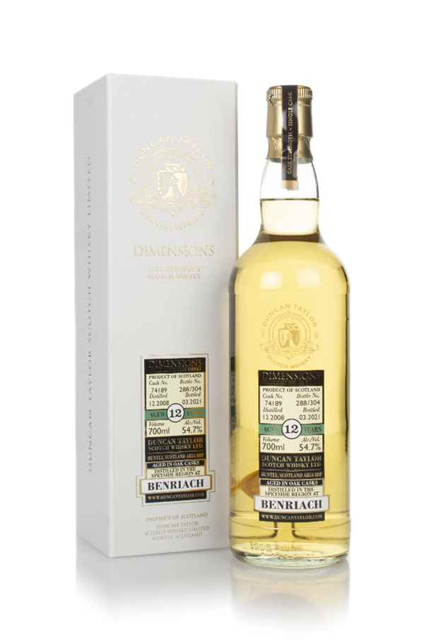 Benriach 12 Year Old 2008 (cask 74189) - Dimensions (Duncan Taylor)
