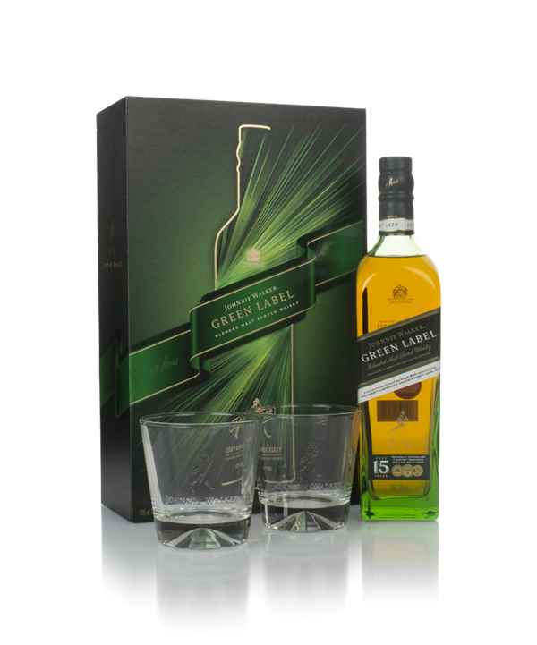 Johnnie Walker Green Label 15 Year Old Gift Pack with 2x Glasses